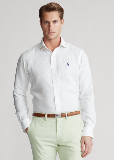 Polo Ralph Lauren Custom Fit Linen Skjorter Herre Danmark (YFKDO6453)